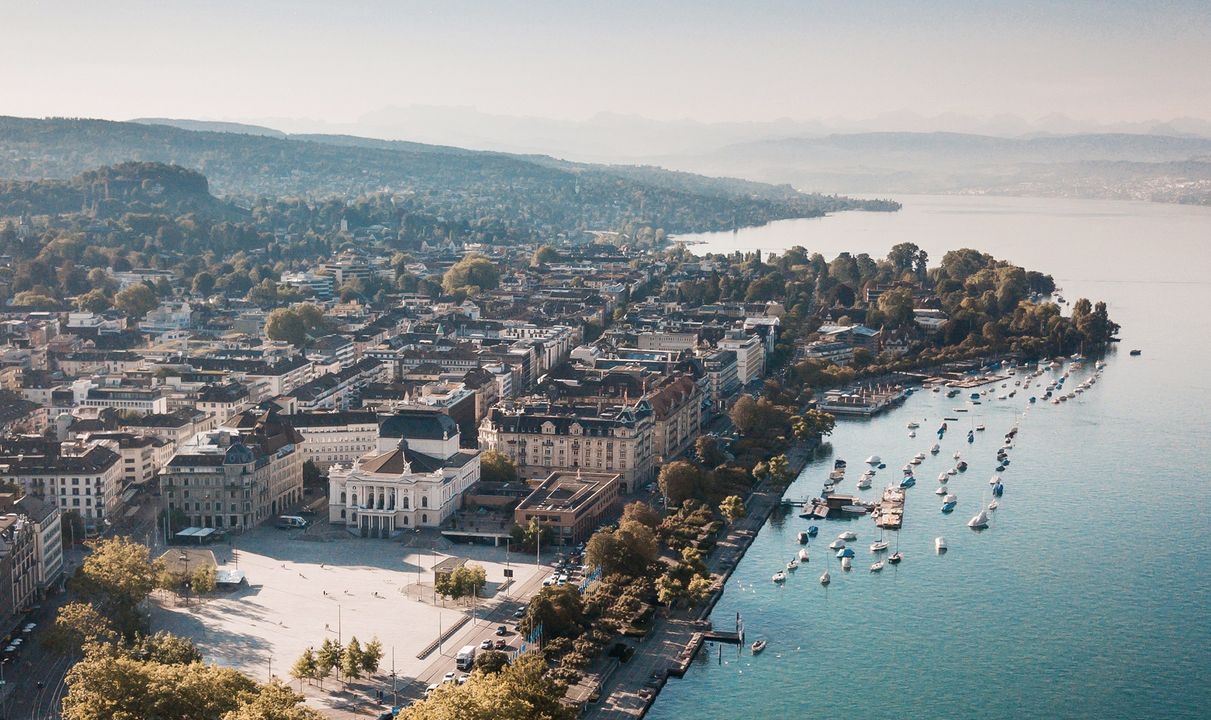 Drone view Zurich Lake