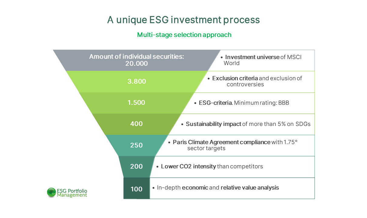 A unique ESG investment process infographic